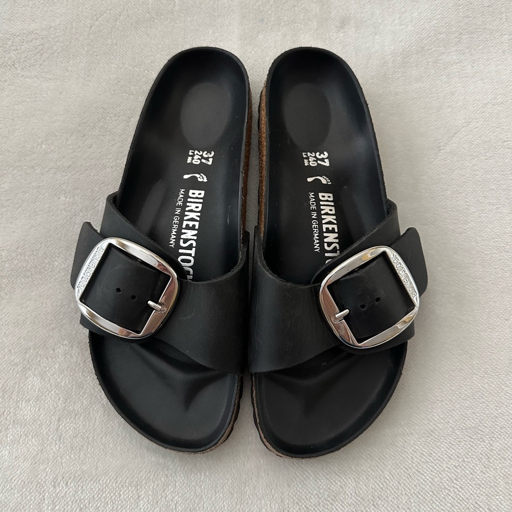 Birkenstock Madrid Mykonos Black Slide Sandals 37